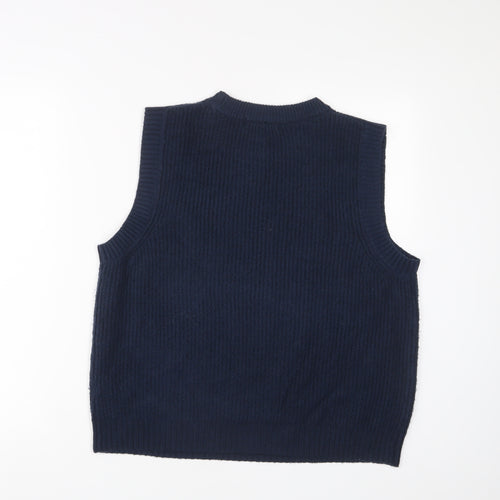 Marks and Spencer Womens Blue Round Neck Polyester Vest Jumper Size M