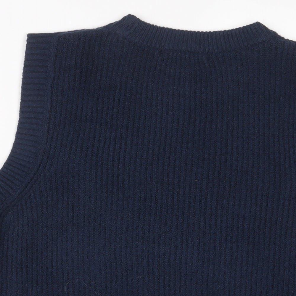 Marks and Spencer Womens Blue Round Neck Polyester Vest Jumper Size M