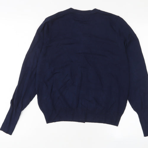 Marks and Spencer Womens Blue Crew Neck Viscose Cardigan Jumper Size 14