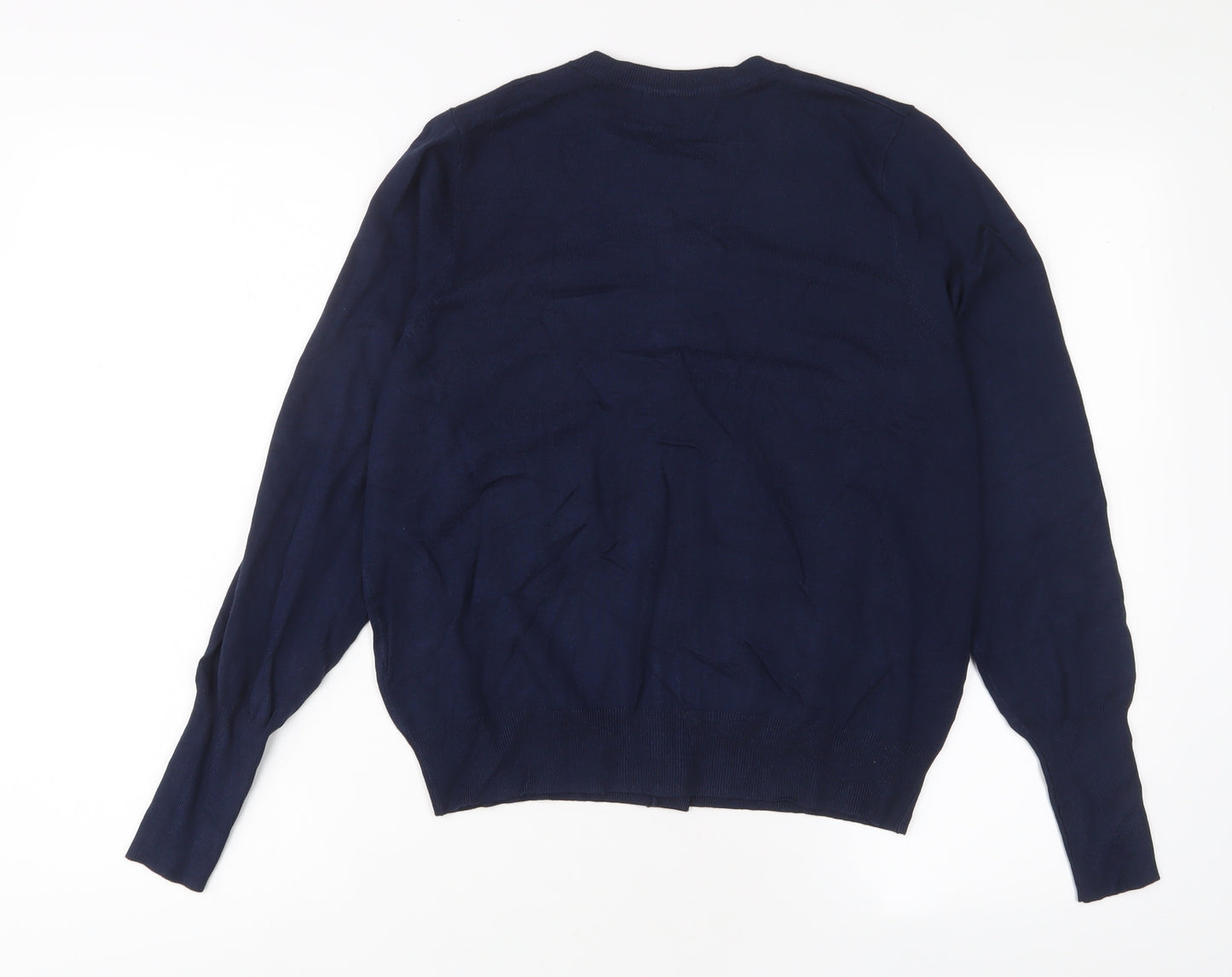 Marks and Spencer Womens Blue Crew Neck Viscose Cardigan Jumper Size 14