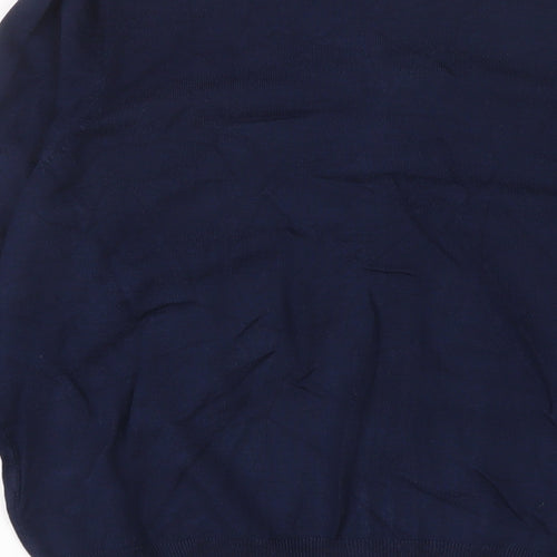 Marks and Spencer Womens Blue Crew Neck Viscose Cardigan Jumper Size 14