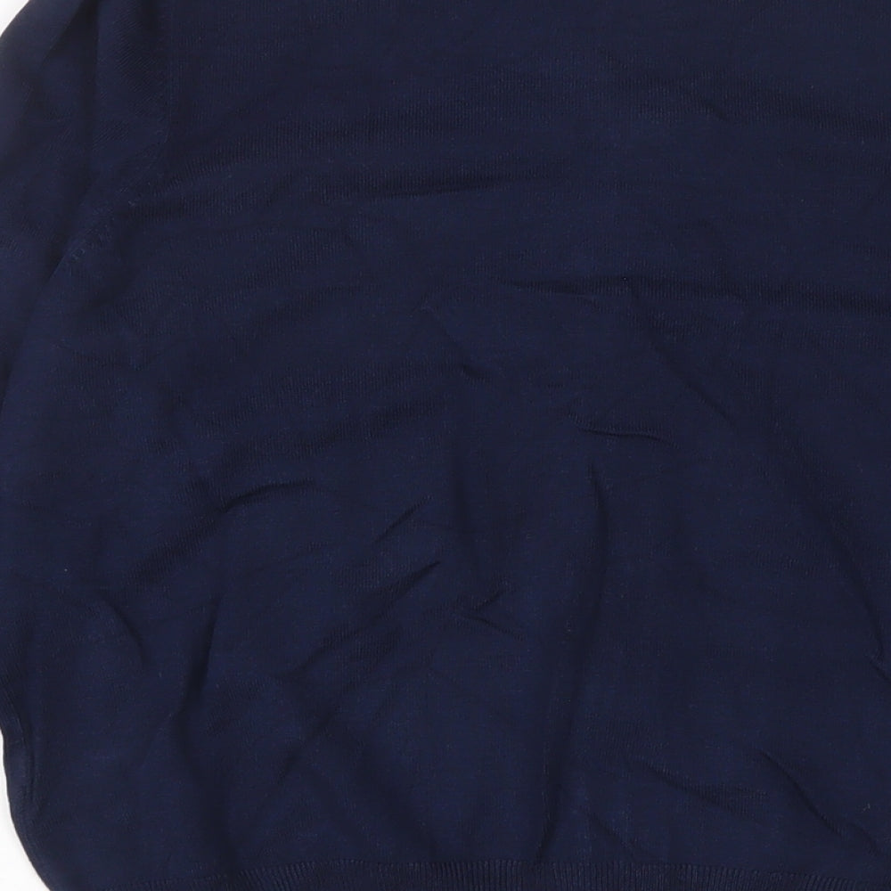Marks and Spencer Womens Blue Crew Neck Viscose Cardigan Jumper Size 14