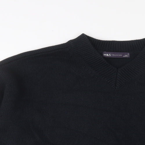 Marks and Spencer Womens Black V-Neck Cotton Pullover Jumper Size M