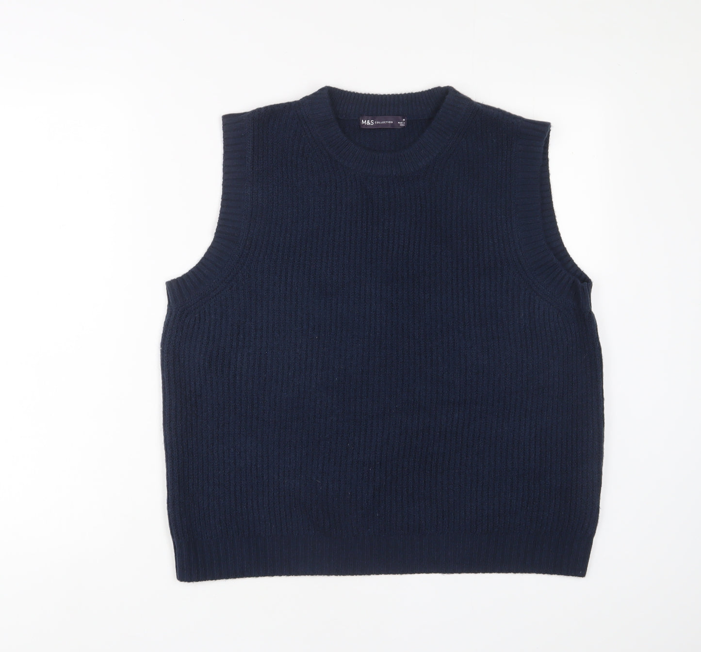 Marks and Spencer Womens Blue Crew Neck Polyester Vest Jumper Size M