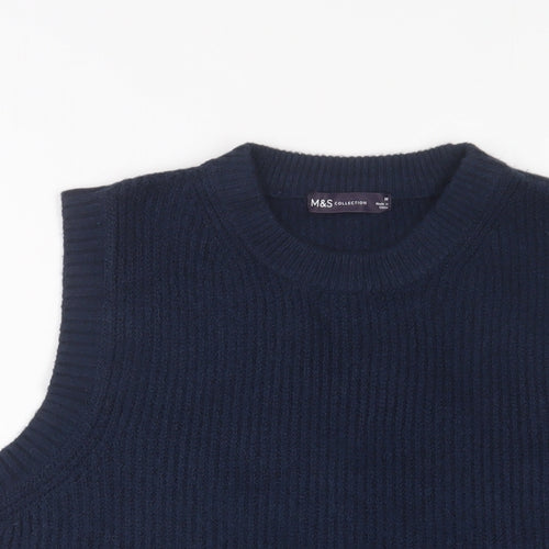 Marks and Spencer Womens Blue Crew Neck Polyester Vest Jumper Size M