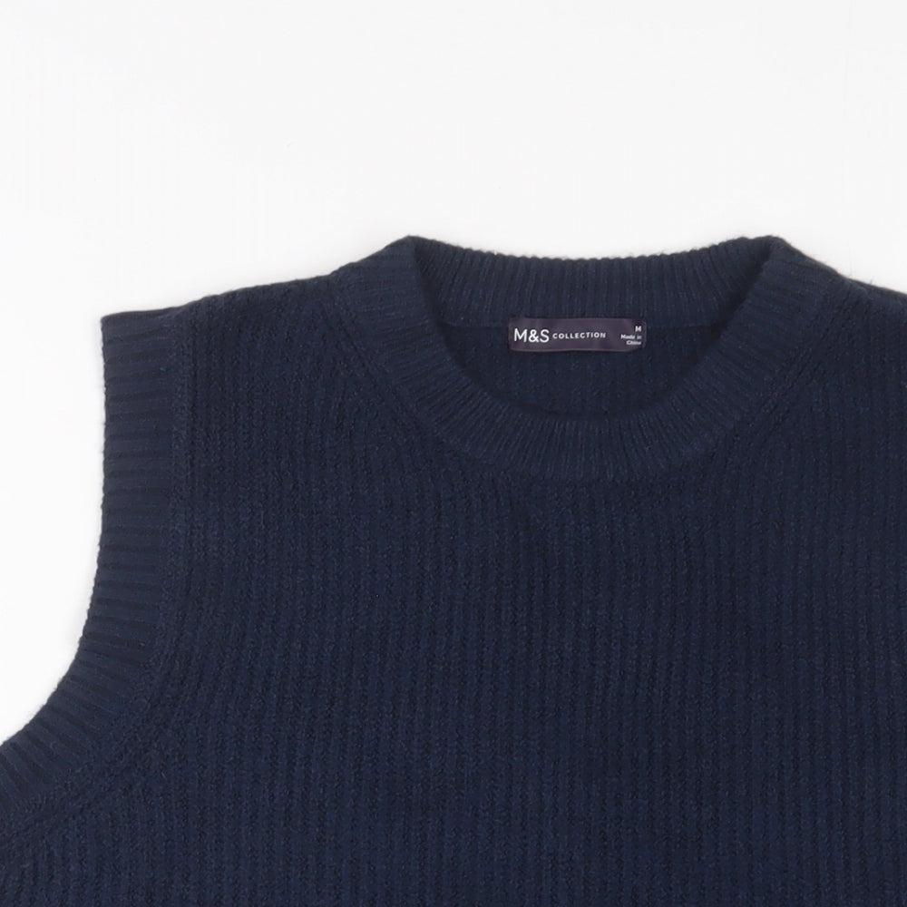 Marks and Spencer Womens Blue Crew Neck Polyester Vest Jumper Size M