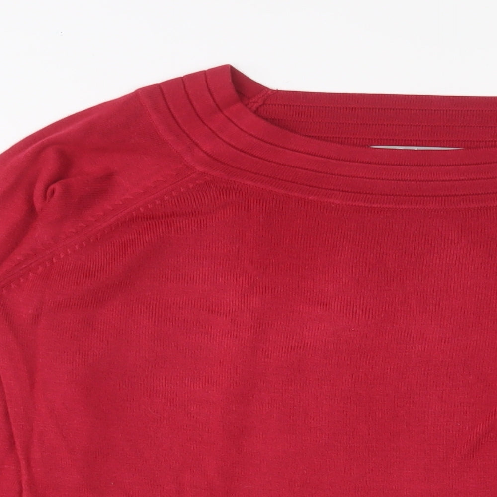 Marks and Spencer Womens Pink Boat Neck Acrylic Pullover Jumper Size M - Buttons