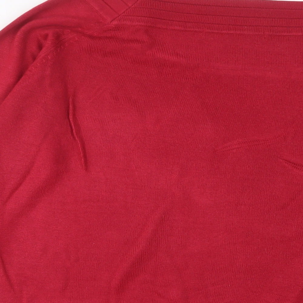 Marks and Spencer Womens Pink Boat Neck Acrylic Pullover Jumper Size M - Buttons