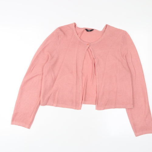M&Co Womens Pink Crew Neck Viscose Cardigan Jumper Size 14