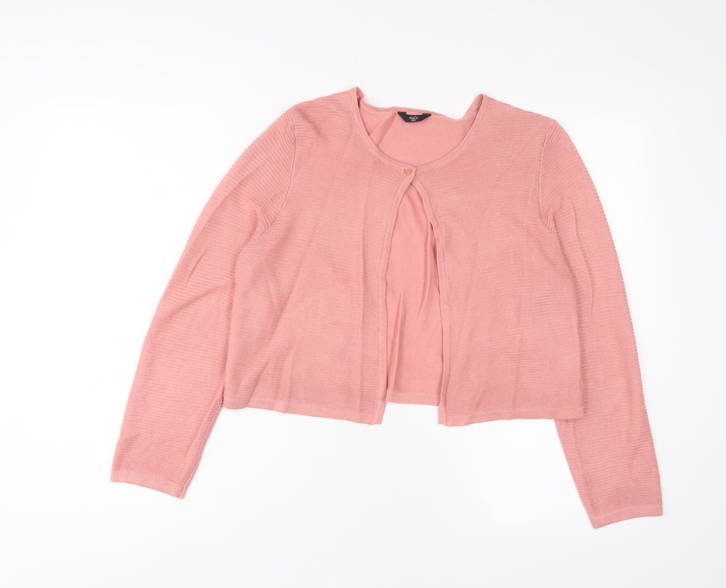 M&Co Womens Pink Crew Neck Viscose Cardigan Jumper Size 14
