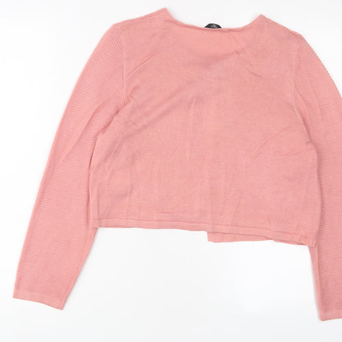 M&Co Womens Pink Crew Neck Viscose Cardigan Jumper Size 14