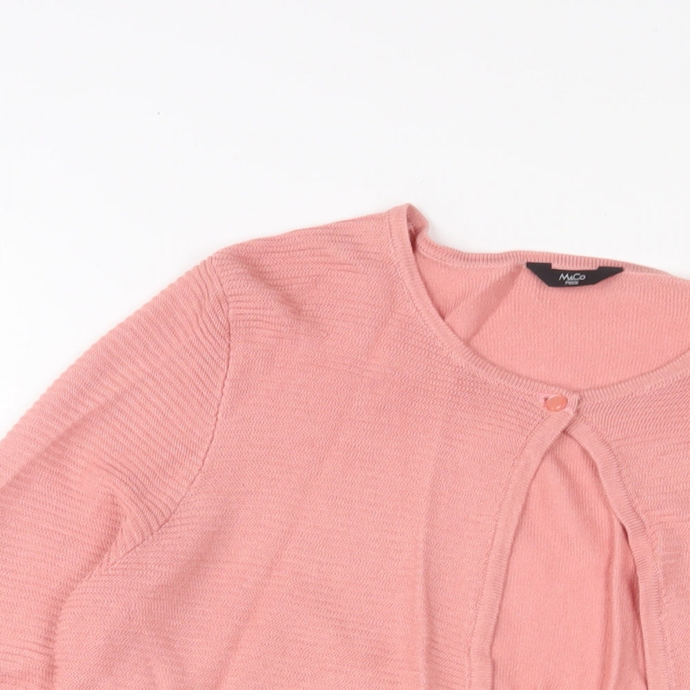 M&Co Womens Pink Crew Neck Viscose Cardigan Jumper Size 14