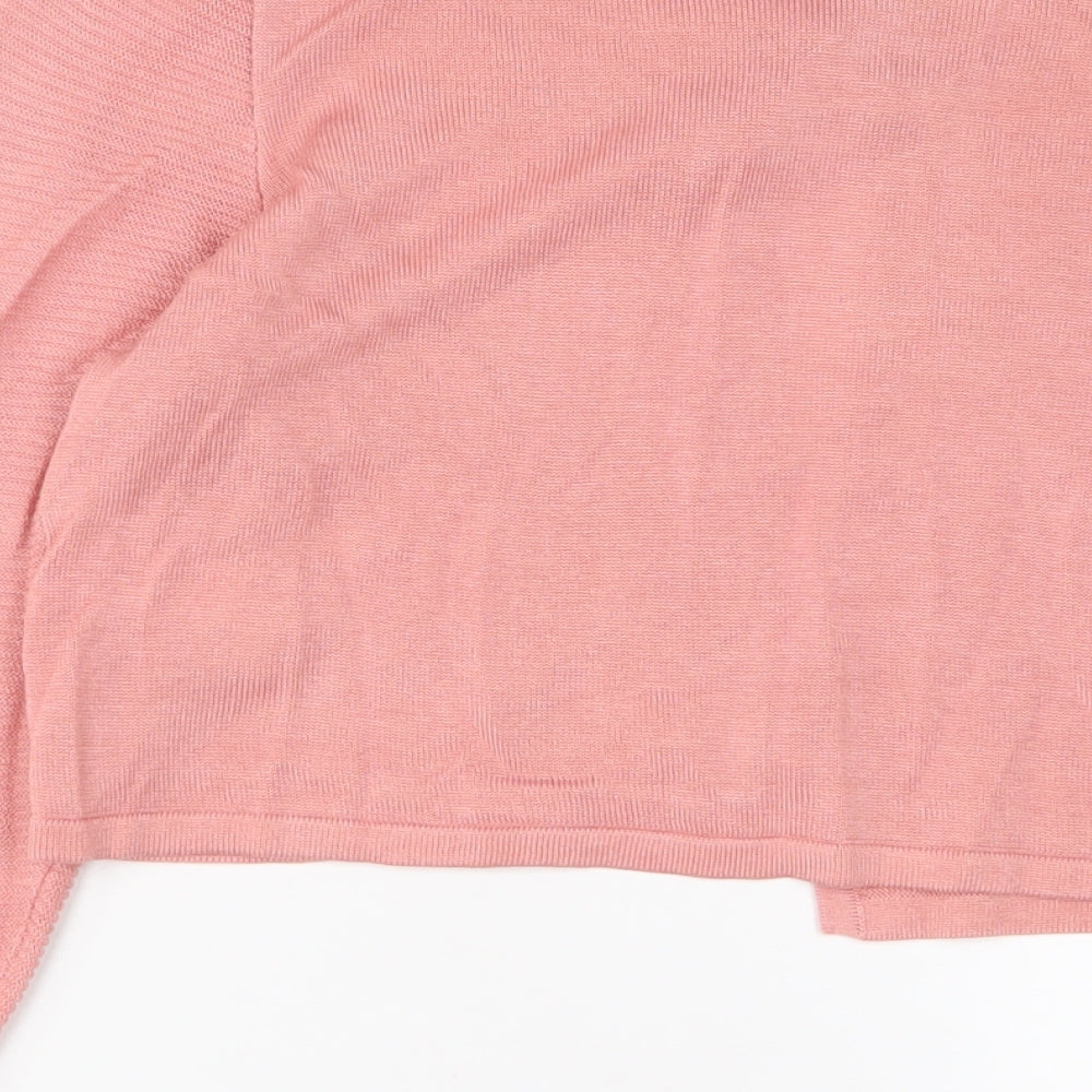 M&Co Womens Pink Crew Neck Viscose Cardigan Jumper Size 14
