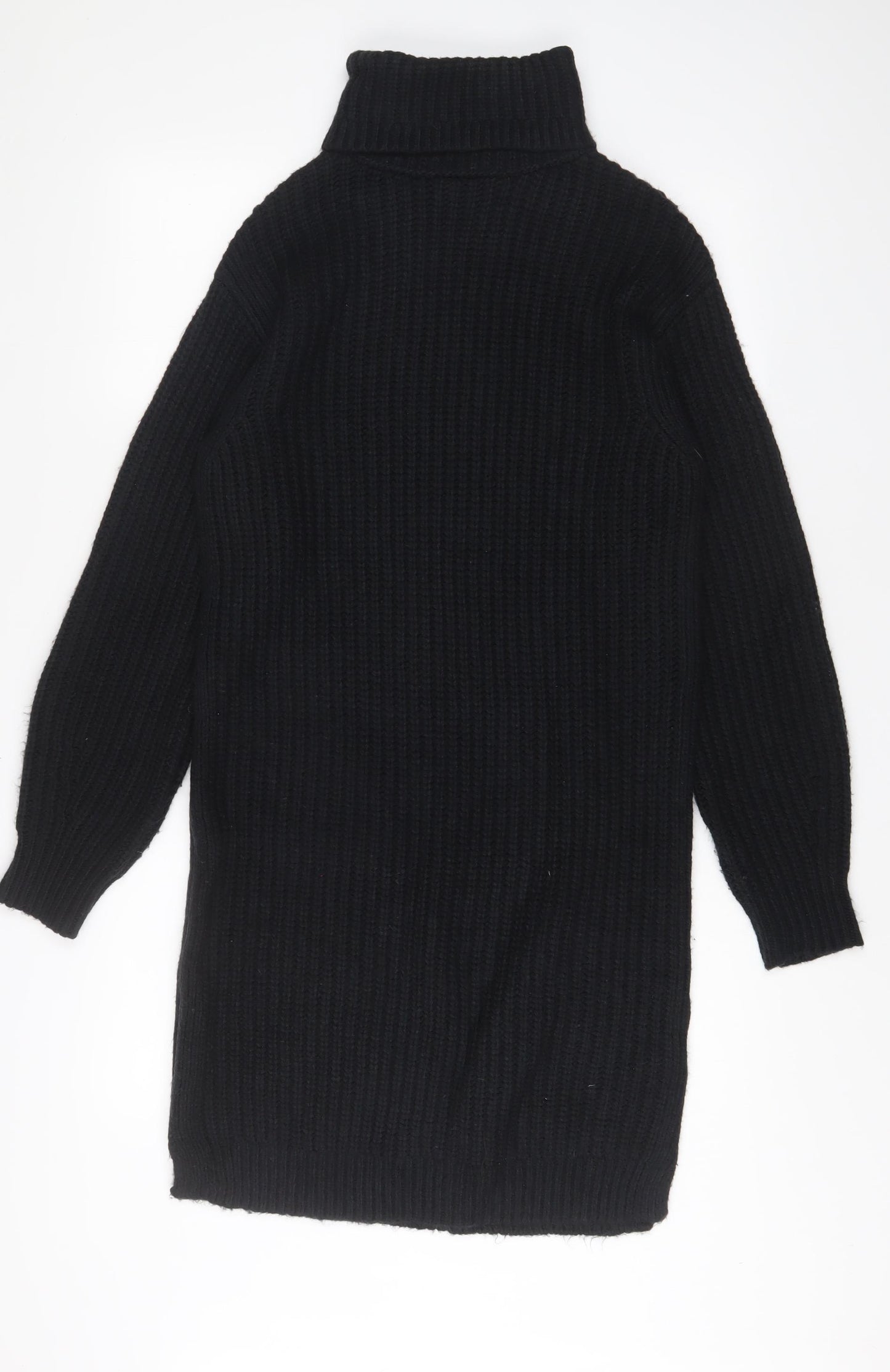 Marks and Spencer Womens Black Polyester Jumper Dress Size S Roll Neck Pullover