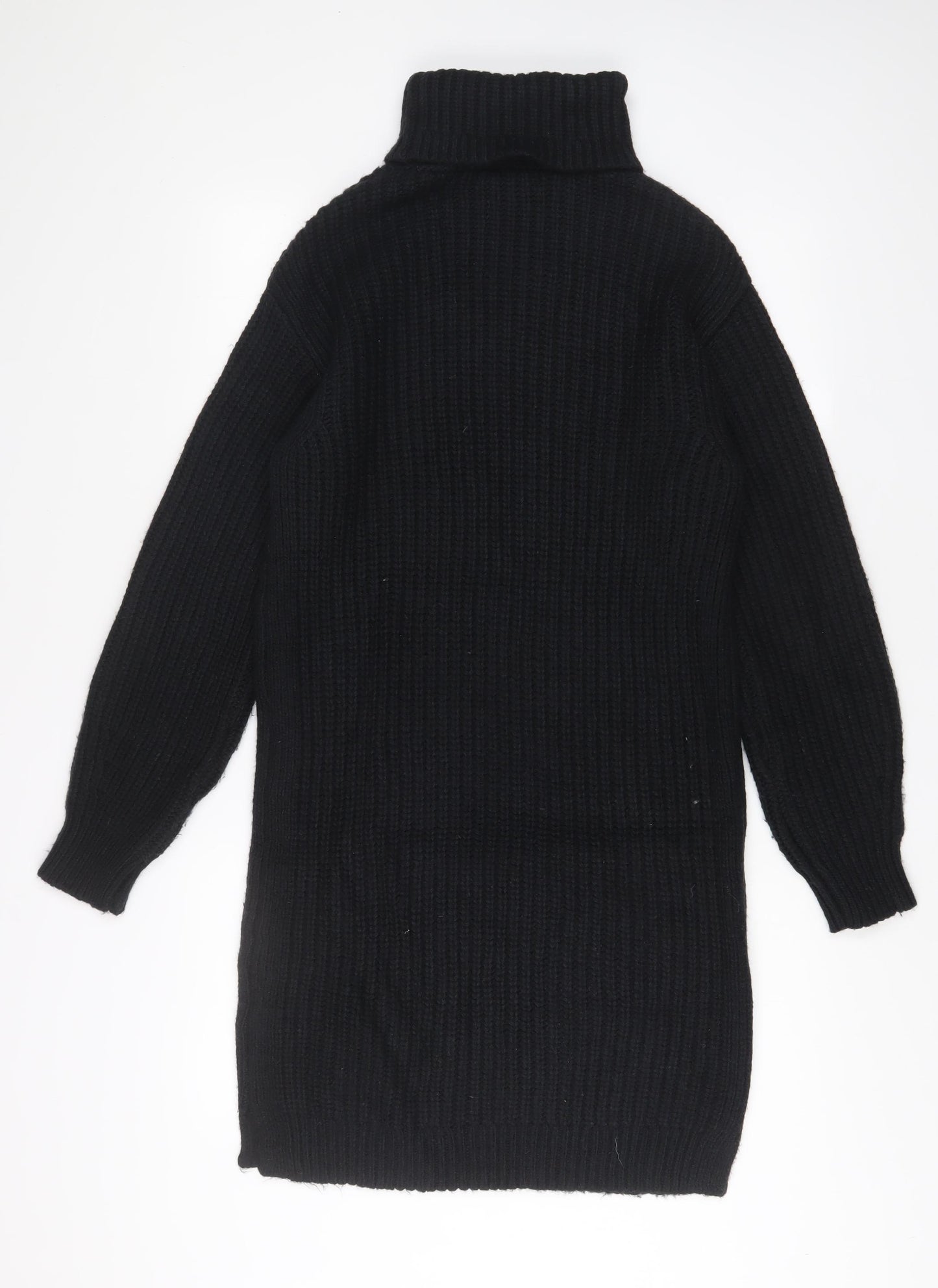 Marks and Spencer Womens Black Polyester Jumper Dress Size S Roll Neck Pullover