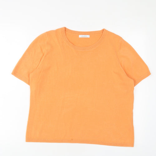 Classic Womens Orange Crew Neck Acrylic Pullover Jumper Size 16