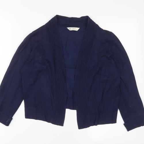 BHS Womens Blue V-Neck Viscose Cardigan Jumper Size 12 - Open