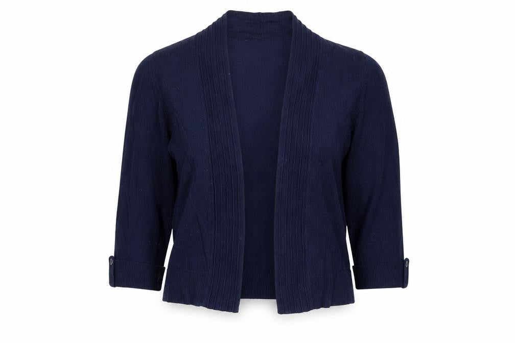 BHS Womens Blue V-Neck Viscose Cardigan Jumper Size 12 - Open