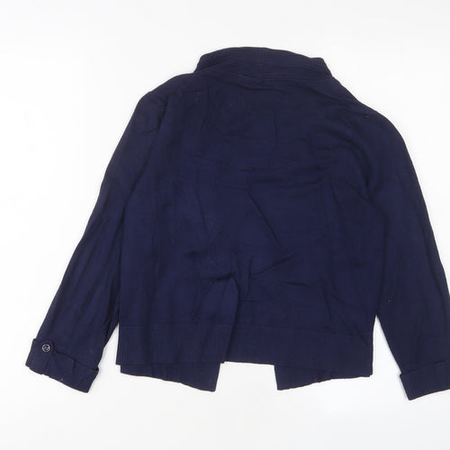 BHS Womens Blue V-Neck Viscose Cardigan Jumper Size 12 - Open