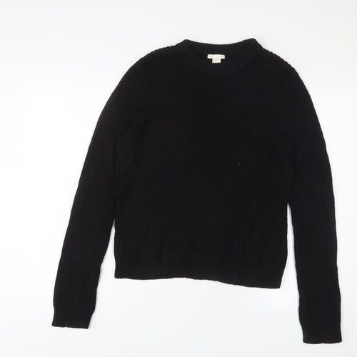 H&M Womens Black Crew Neck Acrylic Pullover Jumper Size M