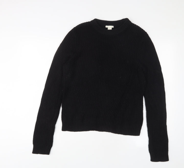 H&M Womens Black Crew Neck Acrylic Pullover Jumper Size M