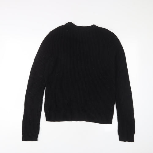 H&M Womens Black Crew Neck Acrylic Pullover Jumper Size M