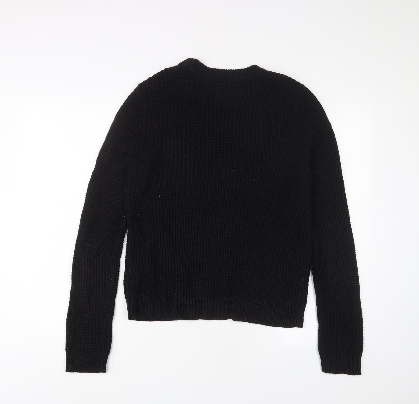 H&M Womens Black Crew Neck Acrylic Pullover Jumper Size M