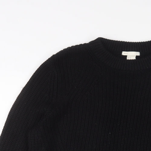 H&M Womens Black Crew Neck Acrylic Pullover Jumper Size M