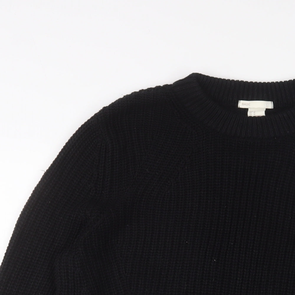H&M Womens Black Crew Neck Acrylic Pullover Jumper Size M