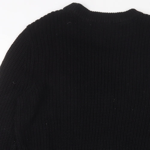 H&M Womens Black Crew Neck Acrylic Pullover Jumper Size M