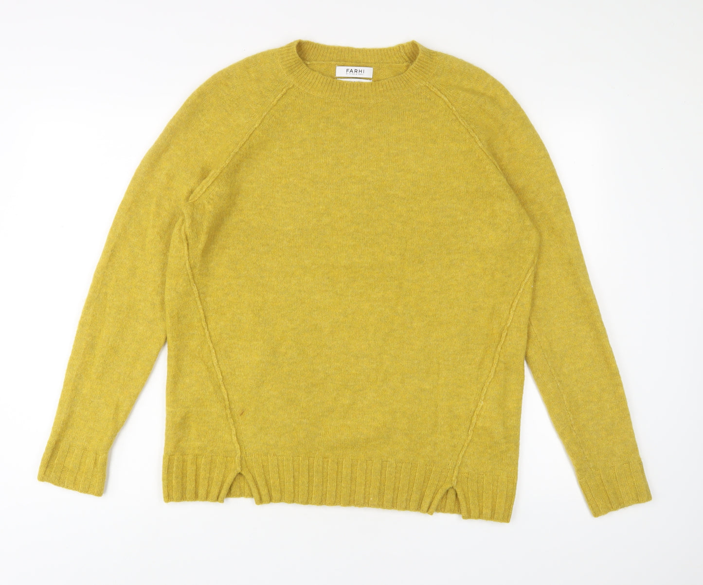 Farhi Womens Yellow Crew Neck Nylon Pullover Jumper Size M