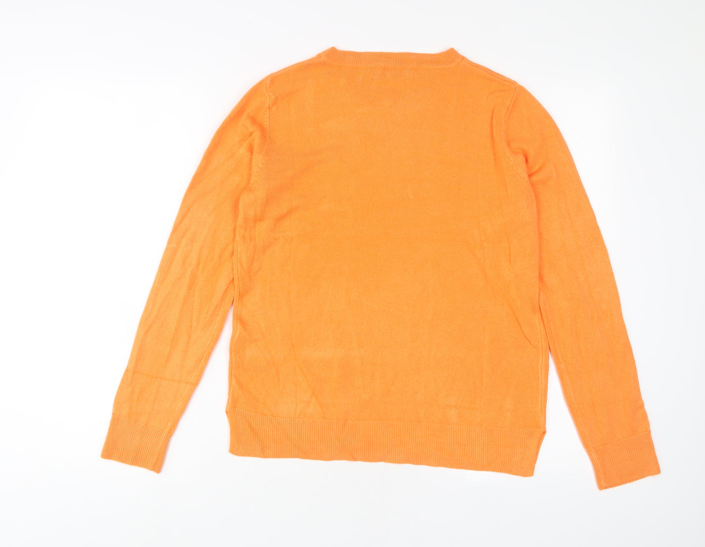 Marks and Spencer Womens Orange Crew Neck Acrylic Pullover Jumper Size 12