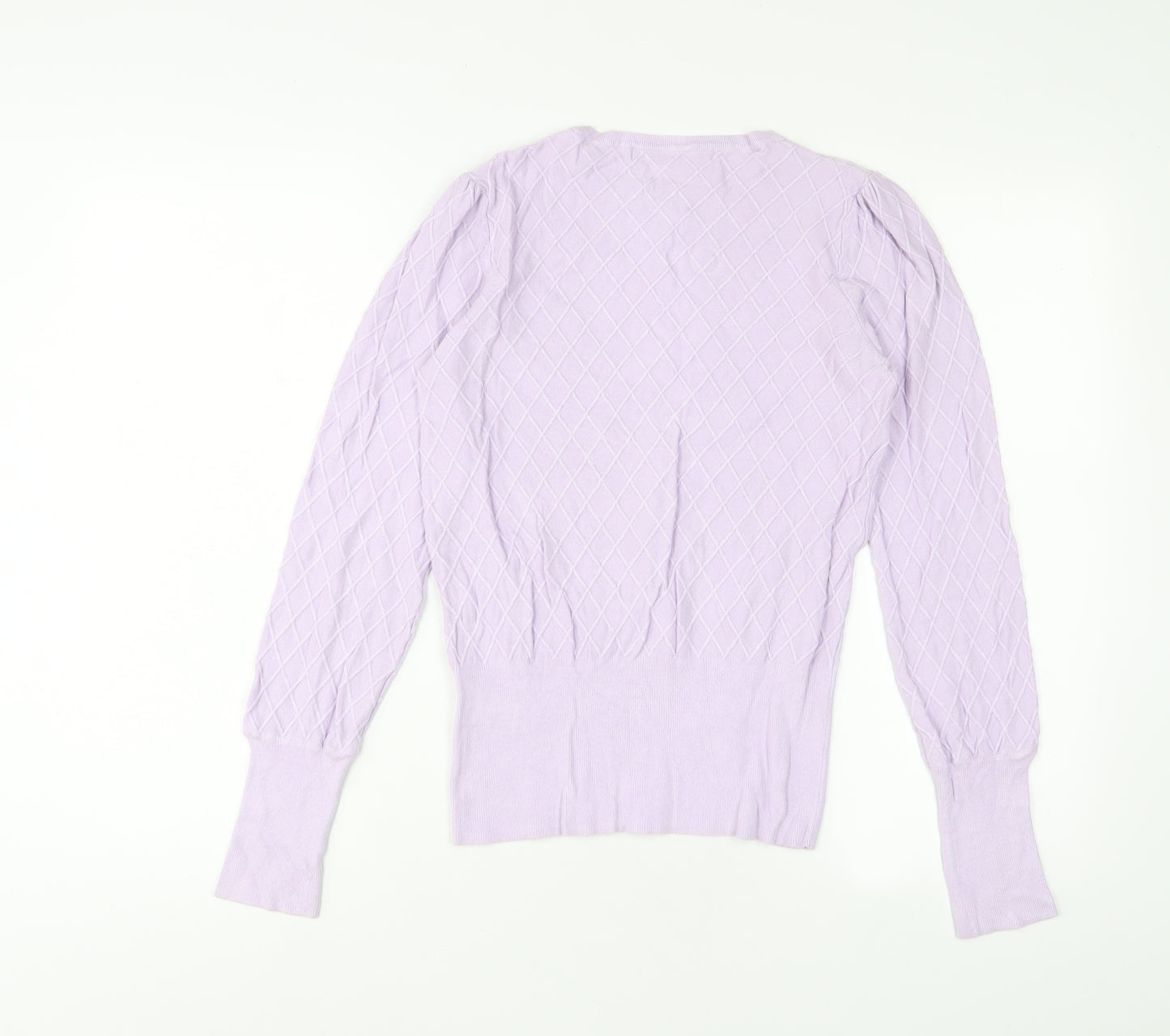 Marks and Spencer Womens Purple Crew Neck Viscose Pullover Jumper Size 8 - Embroidered