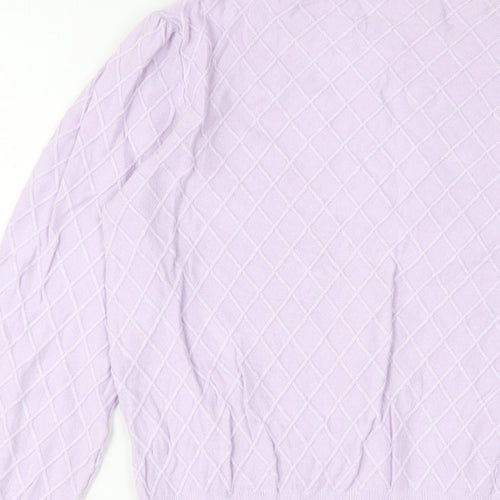 Marks and Spencer Womens Purple Crew Neck Viscose Pullover Jumper Size 8 - Embroidered