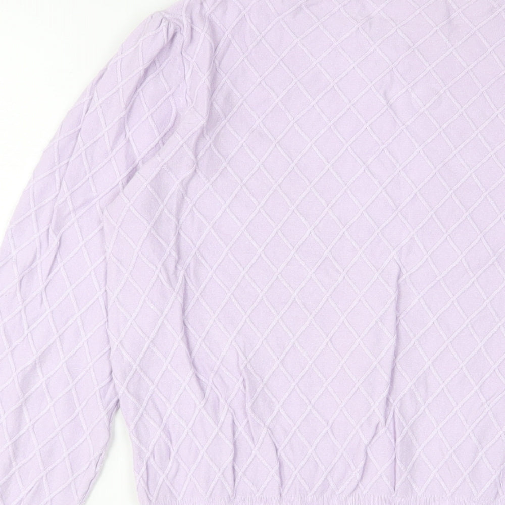 Marks and Spencer Womens Purple Crew Neck Viscose Pullover Jumper Size 8 - Embroidered