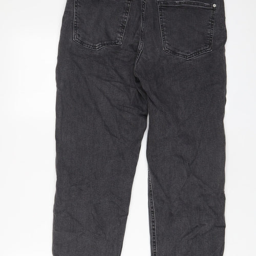Marks and Spencer Womens Grey Cotton Boyfriend Jeans Size 10 L26 in Regular Zip
