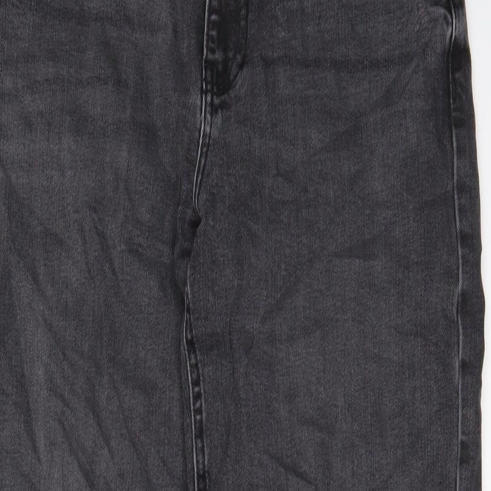 Marks and Spencer Womens Grey Cotton Boyfriend Jeans Size 10 L26 in Regular Zip