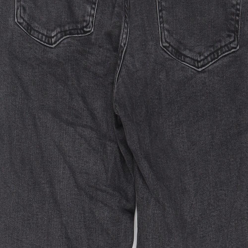 Marks and Spencer Womens Grey Cotton Boyfriend Jeans Size 10 L26 in Regular Zip