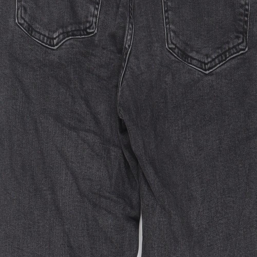 Marks and Spencer Womens Grey Cotton Boyfriend Jeans Size 10 L26 in Regular Zip