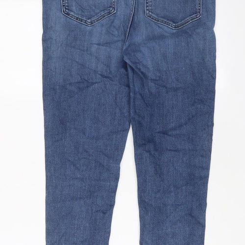Marks and Spencer Womens Blue Cotton Skinny Jeans Size 12 L25 in Regular Zip