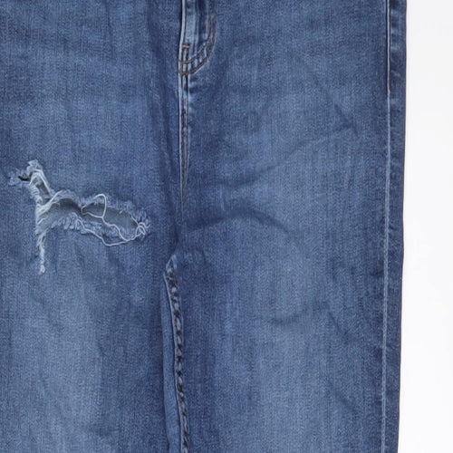Marks and Spencer Womens Blue Cotton Skinny Jeans Size 12 L25 in Regular Zip