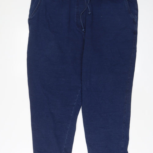 Marks and Spencer Womens Blue Cotton Tapered Jeans Size 18 L26 in Regular Drawstring