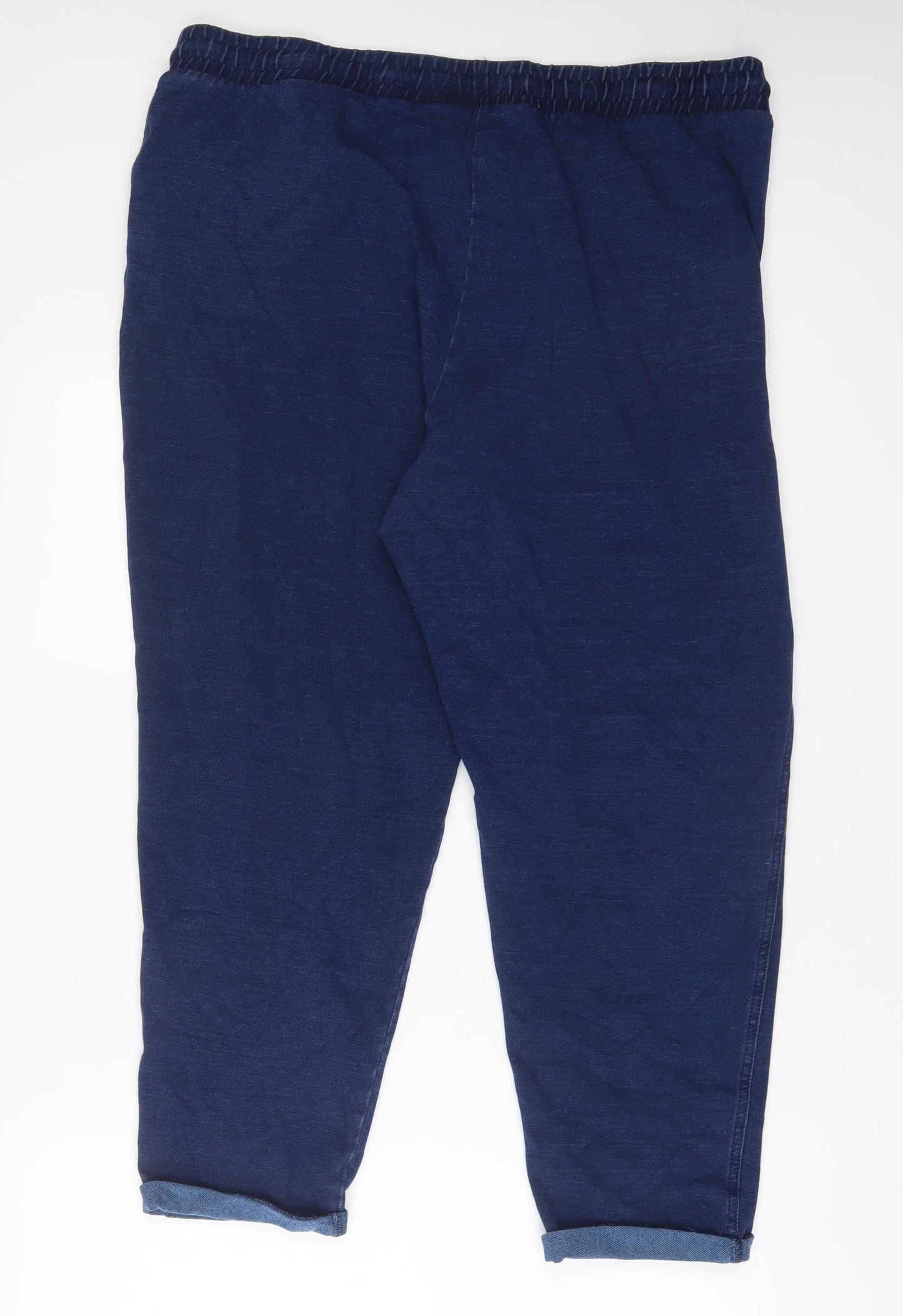 Marks and Spencer Womens Blue Cotton Tapered Jeans Size 18 L26 in Regular Drawstring