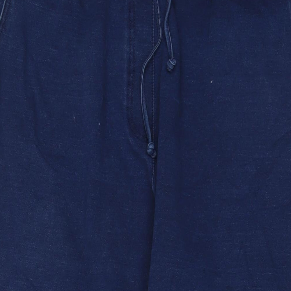 Marks and Spencer Womens Blue Cotton Tapered Jeans Size 18 L26 in Regular Drawstring