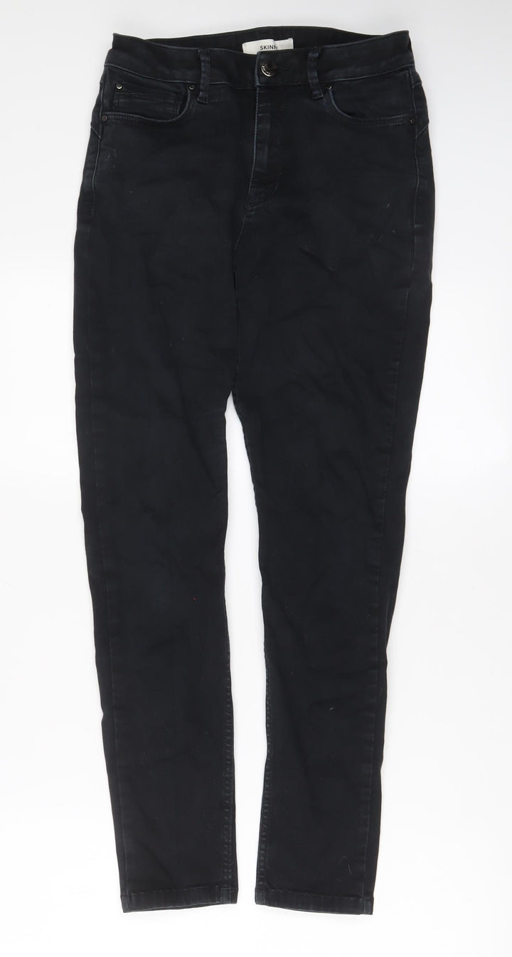 Marks and Spencer Womens Black Cotton Skinny Jeans Size 10 L28 in Regular Zip