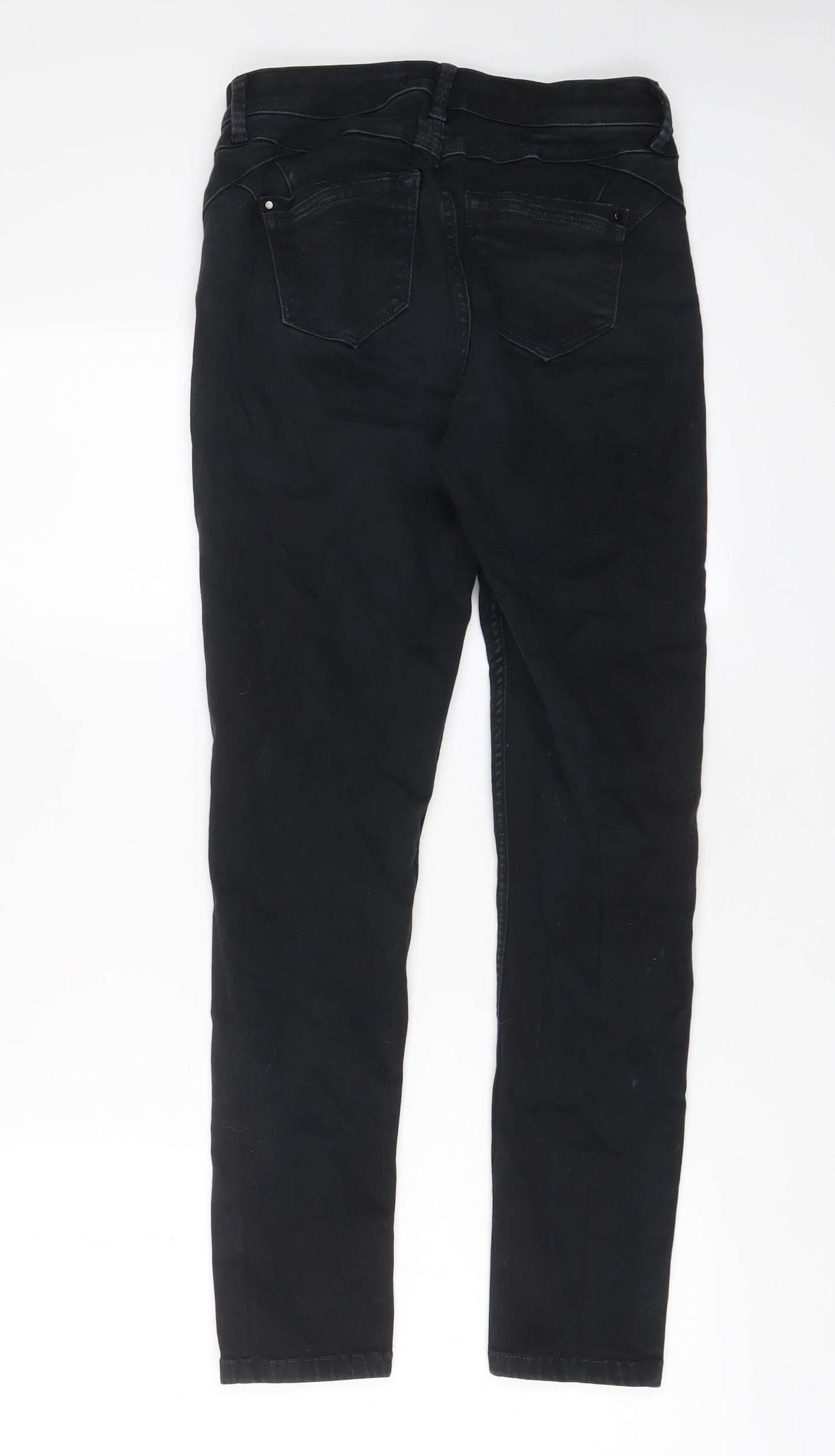 Marks and Spencer Womens Black Cotton Skinny Jeans Size 10 L28 in Regular Zip