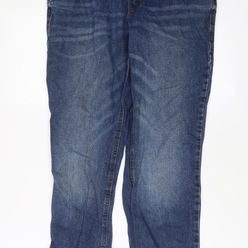 F&F Mens Blue Cotton Straight Jeans Size 32 in L30 in Regular Zip