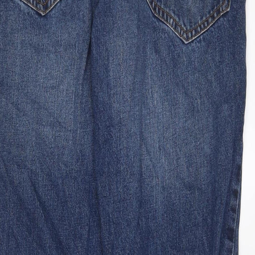 F&F Mens Blue Cotton Straight Jeans Size 32 in L30 in Regular Zip