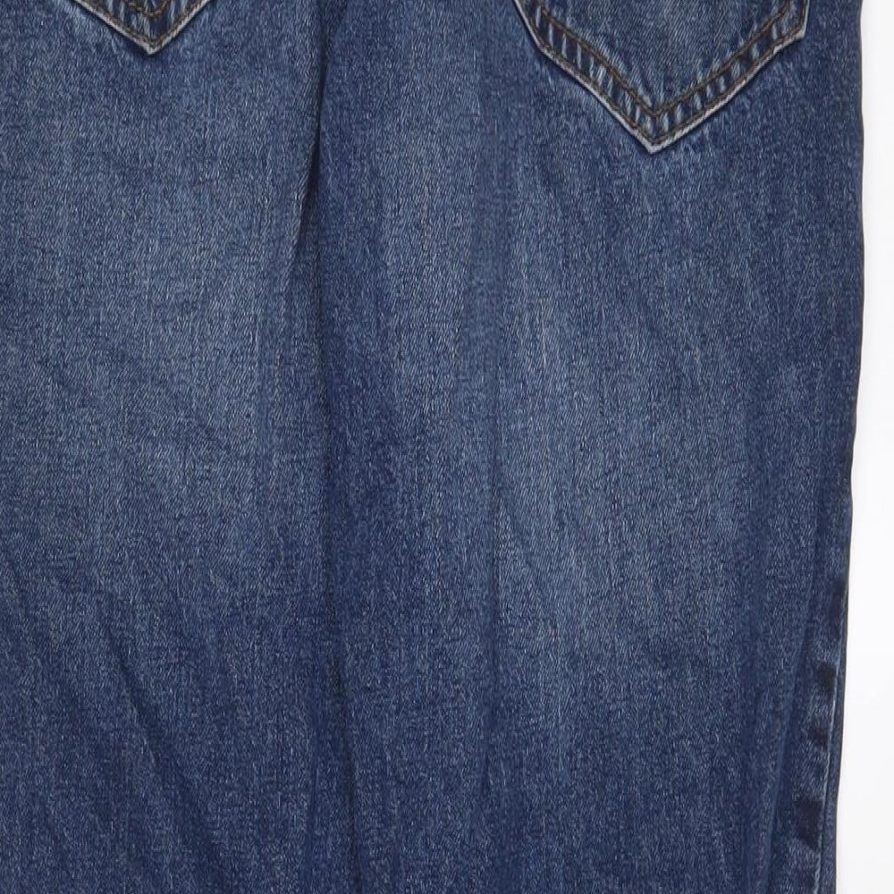 F&F Mens Blue Cotton Straight Jeans Size 32 in L30 in Regular Zip