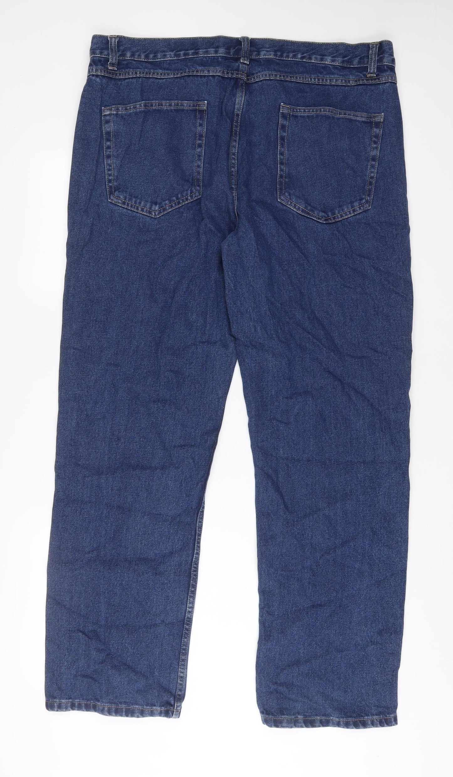 George Mens Blue Cotton Straight Jeans Size 40 in L31 in Regular Zip